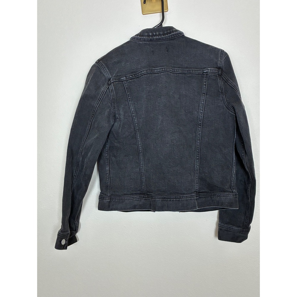 J.‎ Crew Mercantile Womens Black Denim Jacket J6776 Faded Stretch Jean Jacket XS - Picture 2 of 10